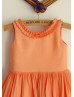 Coral Cotton Knee Length Affordable Flower Girl Dress